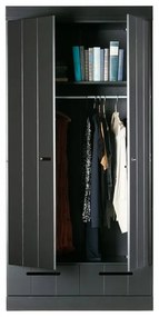 Czarna szafa z konstrukcją z drewna sosnowego WOOOD Connect, szer. 94 cm