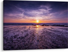 Obraz plaży - zachód słońca (70x50 cm)