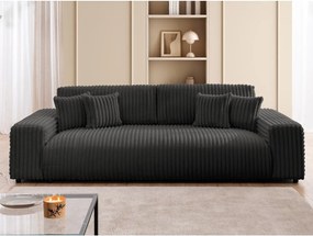 Ciemnoszara sztruksowa rozkładana sofa ze schowkiem 260 cm Justin – Ropez