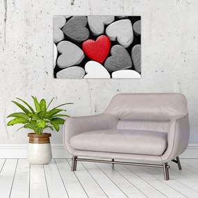 Obraz na szkle drewnianych serc (70x50 cm)