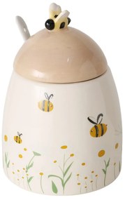 Pojemnik ceramiczny z pokrywką i łyżeczką HONEY, 445 ml