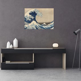 Obraz na szkle - Katsushika Hokusai, Under the Wave off Kanagawa, reprodukcje (70x50 cm)
