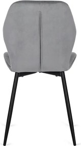 Zestaw Stół Okrągły Rozkładany DORIAN 80-160 cm Dąb Rustykalny/Czarny i 4 Krzesła Tapicerowane do Jadalni LUCKY Szare Welurowe