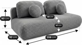 Sofa BASE Rozkładana Dwuosobowa Ciemnoszara Boucle Japandi
