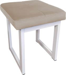 Taboret SOLID tkanina Welur stelaż metalowy STOŁEK LOFT : Kolor Stelaża - Biały, Kolor tkaniny - VELVET - MG09, Typ tkaniny - Velvet, Wysokość - 45 cm