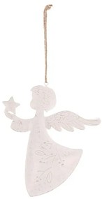 Zawieszka świąteczna Anioł 2 szt., metal, biały