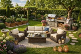 Rattanowy zestaw modułowy BORNEO LUXURY dla 5 osób (brązowy)