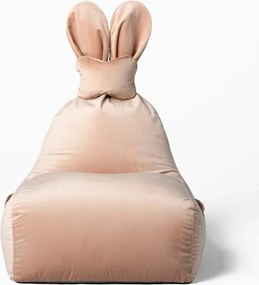 Pudrowo-różowa pufa z weluru FUNNY BUNNY