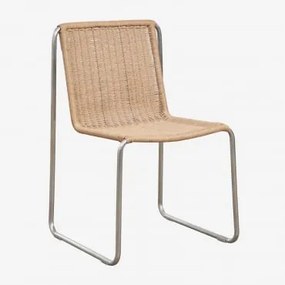 Krzesło Ogrodowe Z Stali Nierdzewnej I Syntetycznego Rattanu Omaha Natural Colour & Blk Frame - Sklum