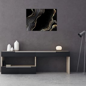 Obraz na szkle - Czarno - złoty marmur (70x50 cm)