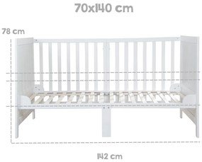 Białe łóżeczko z regulowaną wysokością 70x140 cm Easy Sleep – Roba
