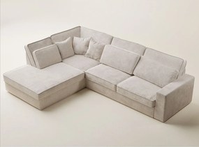 Kremowy narożnik z tkaniny szenilowej (lewostronny/w kształcie litery L) Kirou – Maison de Rêve