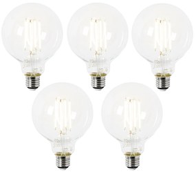 Zestaw 5 żarówek LED E27 G95 przezroczyste 2,2W 470lm 2700K