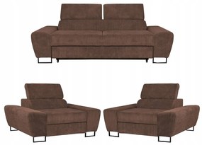 Zestaw mebli wypoczynkowych salonu Savio Sofa 2os fotele brąz Family Meble