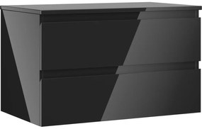 Mexen Orio szafka łazienkowa podumywalkowa 80 cm z blatem, 2 szuflady, czarna połysk - 91A10-08047-2-BFFC70