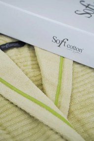 Krótki damski szlafrok STRIPE z kapturem M Jasnozielony