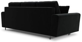 Czarna aksamitna rozkładana/ze schowkiem sofa 235 cm Kyoto – Cosmopolitan Design