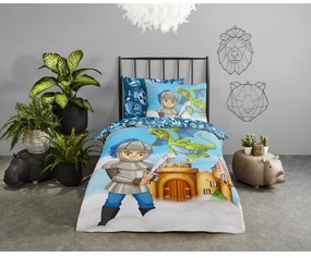 Niebieska bawełniana pościel dziecięca jednoosobowa 140x220 cm Knight – Good Morning
