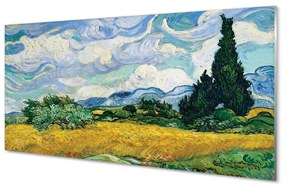 Obraz na szkle Pole pszenicy z cyprysami - Vincent van Gogh