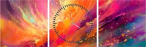 Obraz - Dynamiczna abstrakcja (z zegarem) (90x30 cm)