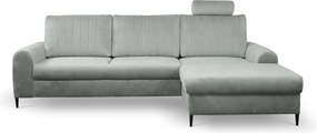 Masseno Narożnik VERONA z funkcją spania i pojemnikiem na pościel Narozniki L, Rozkładana sofa - Szary, VELLUTO GREY 16
