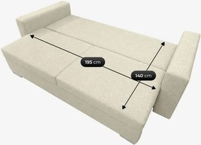 Sofa z Funkcją Spania DRAVOS Kremowa Japandi
