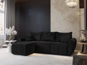 Masseno Narożnik MADISON z funkcją spania i pojemnikiem na pościel Narozniki L, Rozkładana sofa - Czarny, KRONOS 07