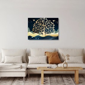 Obraz na szkle złotego drzewa (70x50 cm)