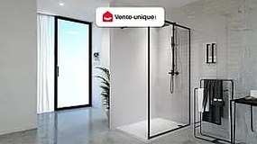 Ścianka prysznicowa - 120 x 200 cm - Czarny mat - Szkło hartowane - AMBERI