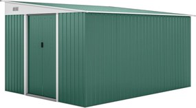 Outsunny Metalowy Schowek Ogrodowy Dach Nachylony z Zablokowanymi Podwójnymi Drzwiami 2,8 x 3,45 x 2,01m Zielony