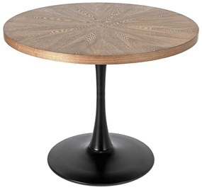 Zestaw stół Okrągły LINO 100 cm Orzech/Czarny i 4 Krzesła Tapicerowane do Salonu ROBIN Szare Welurowe Nowoczesne Loft