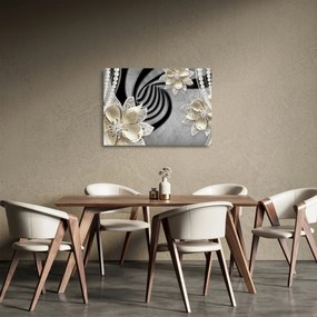 Obraz na szkle - 3D złote kwiaty (70x50 cm)