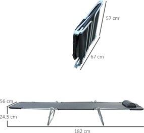 Outsunny Składany Leżak Ogrodowy Czarny Elegancja i Wygoda 182x56x28cm | Aosom PL