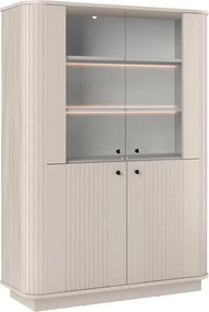 Witryna Vesper 103 cm czterodrzwiowa na cokole - kaszmir / czarne uchwyty