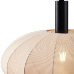 Lampa wisząca Japandi czarna z brązowym materiałowym kloszem 3-źródła światła - BidaJapandi Oswietlenie wewnetrzne