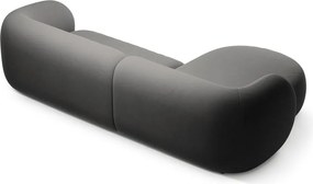 Ciemnoszary aksamitny narożnik (lewostronny/z szezlongiem) Kate – Micadoni