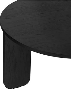 Czarny okrągły stolik z blatem w dekorze dębu ø 75 cm Kuvu – noo.ma