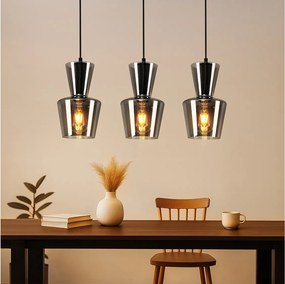 NETTLIFE Vintage Smoky Gray Glass Dining Table Lamp wisząca E27 do salonu lub kuchni