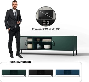Metalowa szafka RTV Modern Rosaria XL, kolor butelkowa zieleń