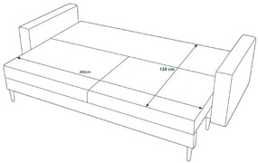 Popielata sofa welurowa z funkcją spania - Adante