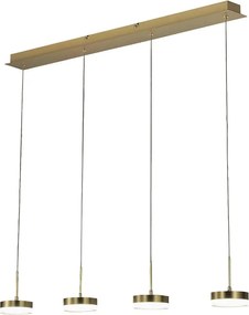 Lampa wisząca Fabas Luce Dunk z 4 źródłami światła - 32 W, ściemnialna dioda LED - mosiądz satynowy, konstrukcja liniowa