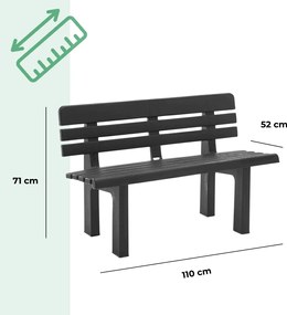 Ławka ogrodowa GENZIANA, 110x52x71cm, antracytowa I.P.A.E-Progarden