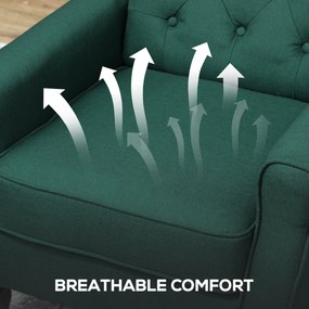 HOMCOM Elegancki fotel uszak, grubo wyściełany, zdejmowany pokrowiec, 74 x 86 x 102 cm, ciemnozielony | Aosom PL