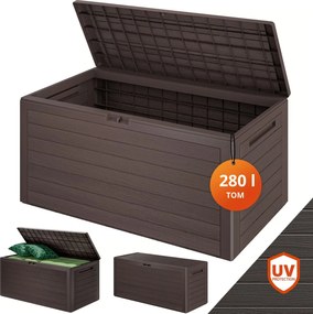 Pojemnik do przechowywania WOODEBOX, 280L, 120x46x57cm, ciemny brąz Prosperplast