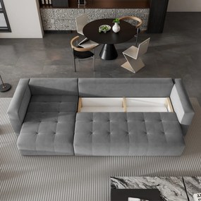 Masseno Narożnik OLVERA z funkcją spania i pojemnikiem na pościel Narozniki L, Rozkładana sofa - Szary, KRONOS 15