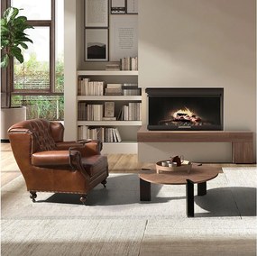 Okrągły stolik kawowy z orzecha włoskiego i czarnej stali 2113 ANGEL CERDA