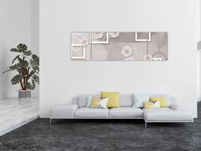 Obraz z beżowymi kwiatami (170x50 cm)