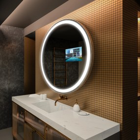 Lustro Okrągłe Podświetlane Do Łazienki LED L76 - Okrągłe Lustro Do Toaletki z Oświetleniem Do Makijażu - Lustro Okrągłe 100 Cm - Okrągłe Lustro Smart