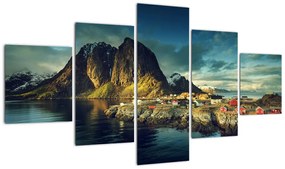 Obraz wioski rybackiej w Norwegii (125x70 cm)