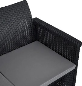 Zestaw Mebli Ogrodowych BRENTA Czarny/Szary 2xFotel Sofa Stolik Tarasowy Technorattan Nowoczesny